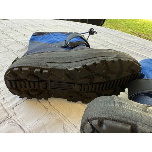 Columbia Kids Size 3 Waterproof Snow Boots Blue Black Drawstring Top Winter Warm - Picture 12 of 16